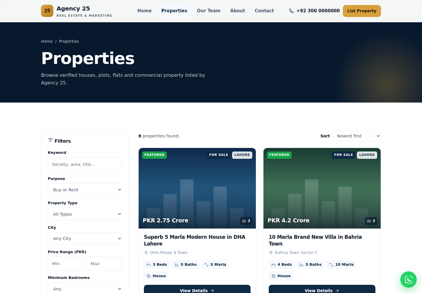 Agency 25 — Real Estate Website